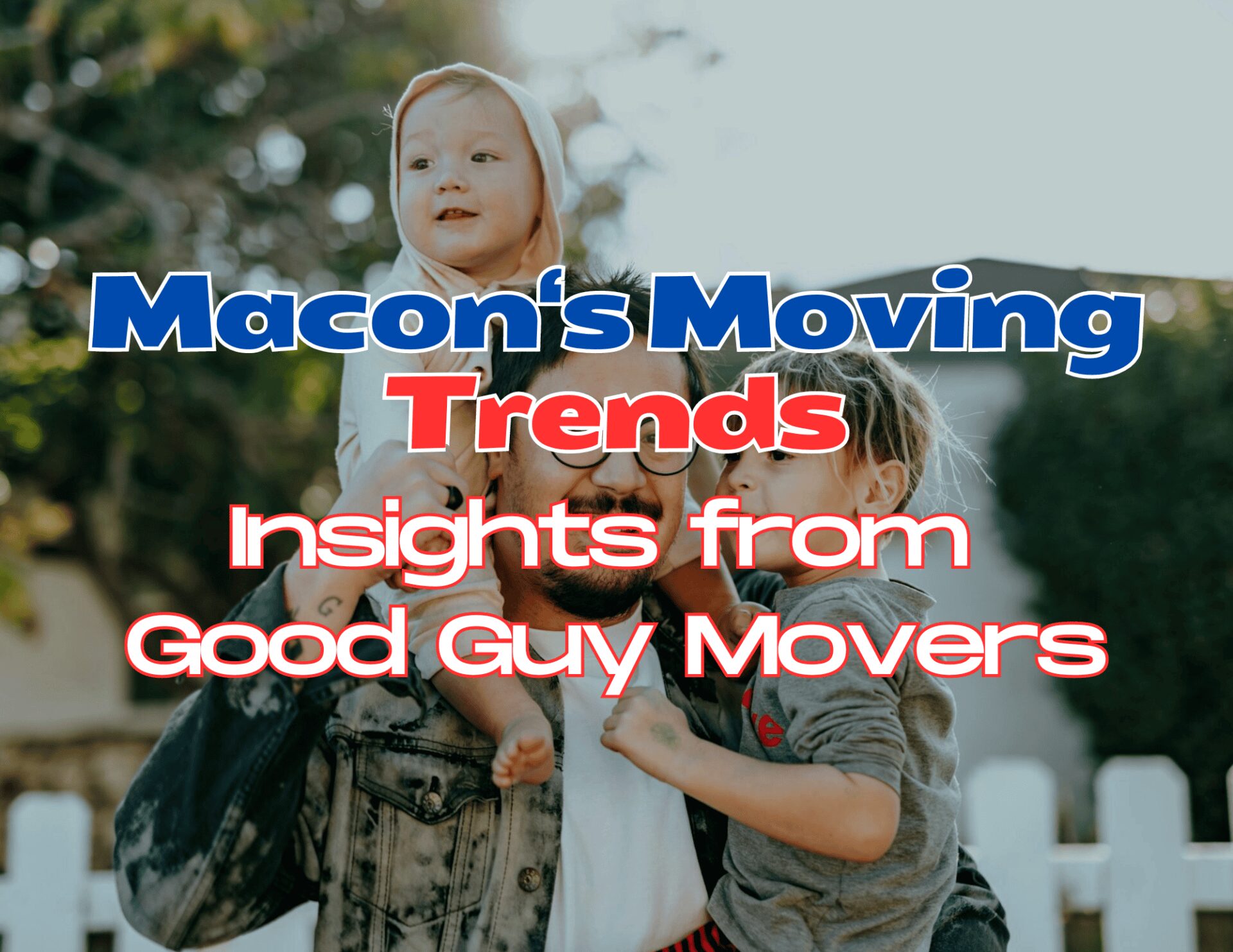 A happy family outdoors with text about moving trends and insights.